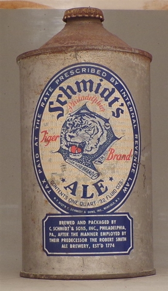 Schmidt's Ale Quart Cone Top, Philadelphia, PA
