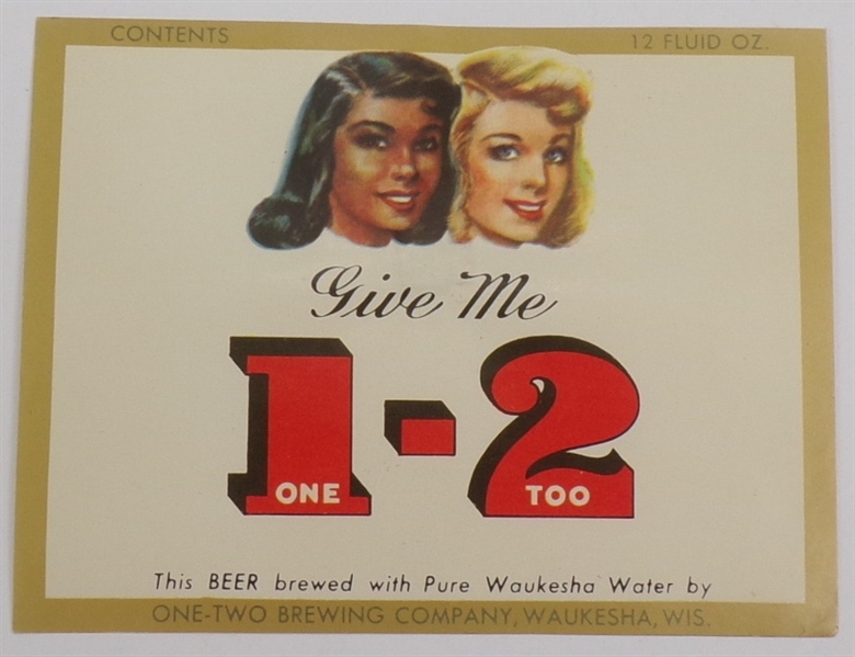 One-Two Beer Label, Waukesha, WI