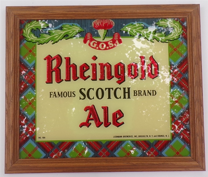 Rheingold Scotch Ale Reverse-on-Glass Sign, Brooklyn, NY