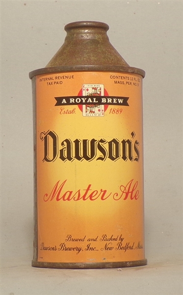 Dawson's Master Ale High Profile Cone Top, New Bedford, MA