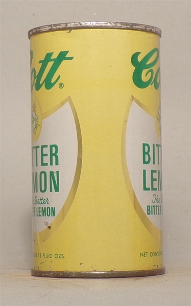 Cott Bitter Lemon Flat Top Soda Can, Manchester and New Haven, CT