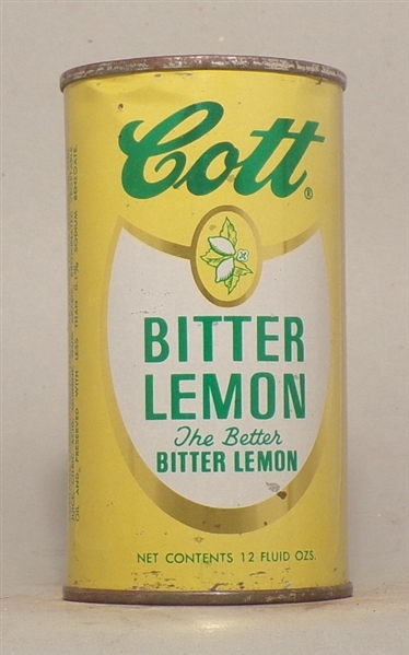 Cott Bitter Lemon Flat Top Soda Can, Manchester and New Haven, CT