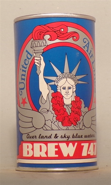 Brew 747 Tab Top, 1973 United Airlines, Paper Label