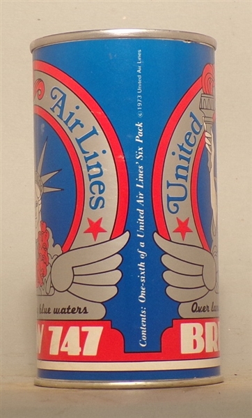 Brew 747 Tab Top, 1973 United Airlines, Paper Label