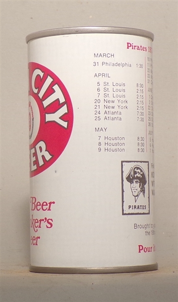Iron City Tab Top, Pirates 1974 TV Schedule (The Beer Drinker's Beer) Pittsburgh, PA
