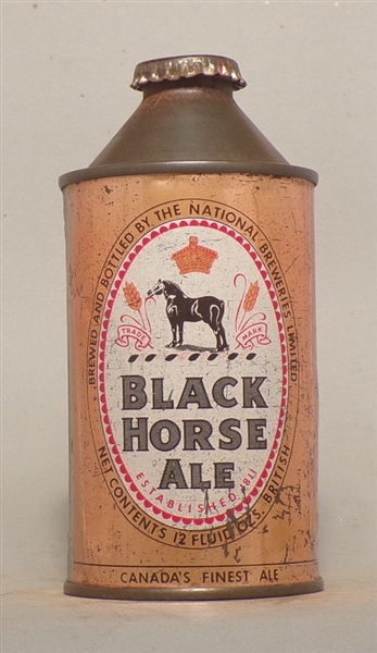 Black Horse Cone Top (Brewed and Bottled by National Breweries) Canada - with original crown!