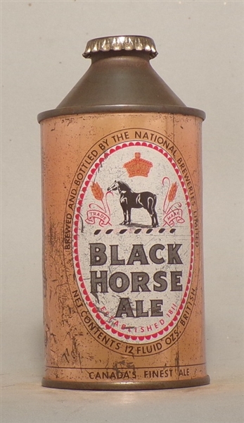 Black Horse Cone Top (Brewed and Bottled by National Breweries) Canada - with original crown!