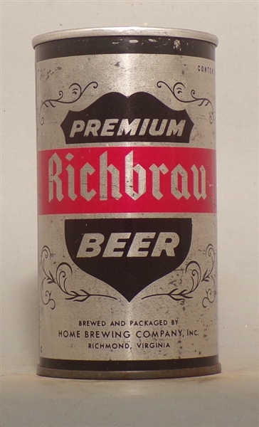 Richbrau Beer Zip Tab w/VA Tax Stamp, Richmond, VA