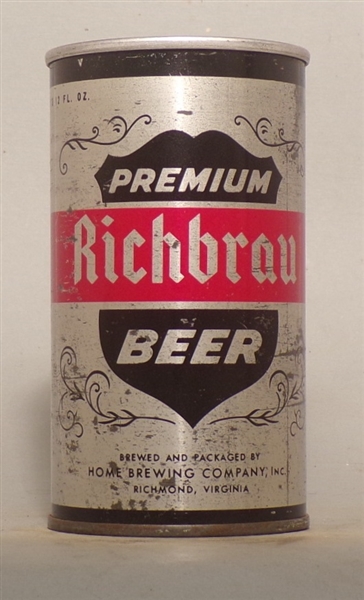 Richbrau Beer Zip Tab w/VA Tax Stamp, Richmond, VA