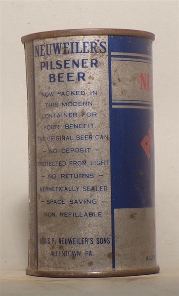 Neuweiler's Pilsener OI Flat Top, Allentown, PA w/ PA Tax Crown