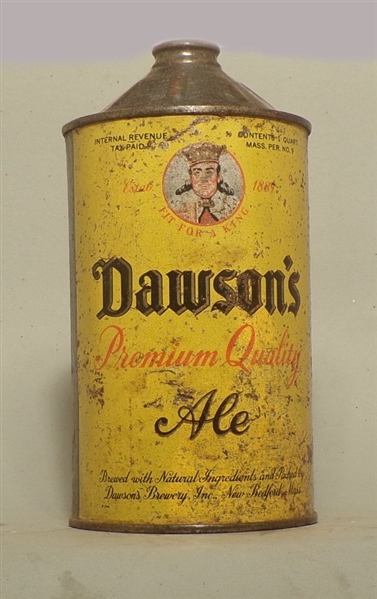 Dawson's Ale Quart Cone Top, New Bedford, MA