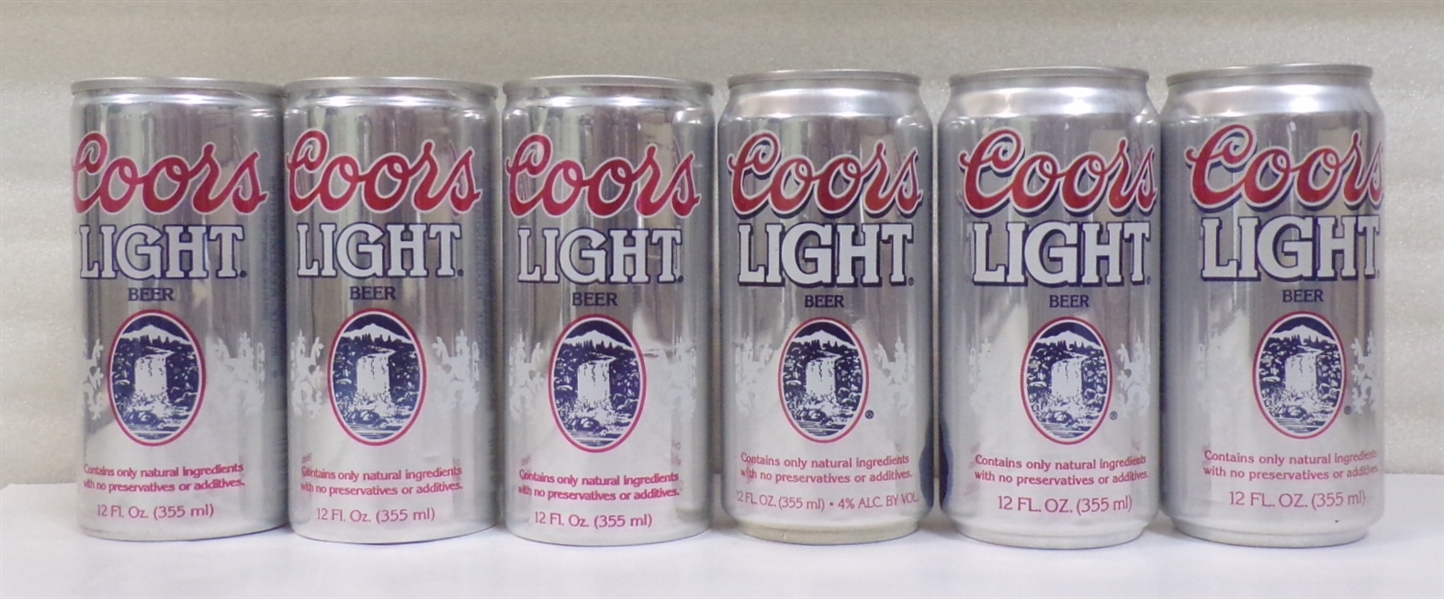 6 Coors Light 16 Ounce Aluminum Sports Cans