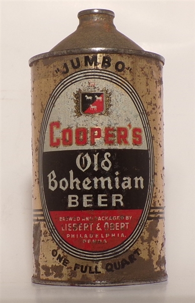Cooper's Old Bohemian Quart Cone Top, Philadelphia, PA