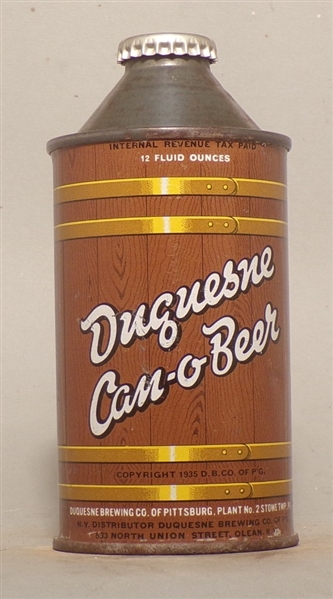 Duquesne Can-O-Beer IRTP Cone Top, Pittsburgh, PA