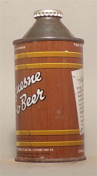 Duquesne Can-O-Beer IRTP Cone Top, Pittsburgh, PA