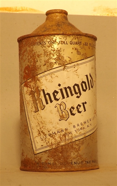 Rheingold Beer Quart Cone Top