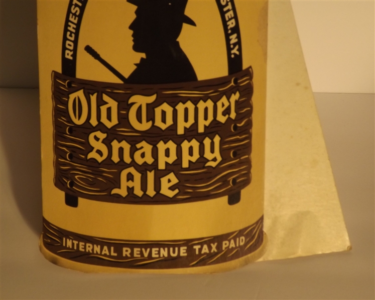Old Topper Snappy Ale J Spout Cardboard Display, Rochester, NY