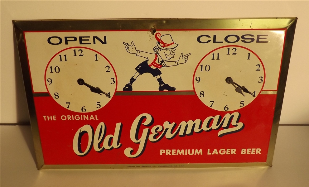 Old German Tin Over Cardboard Sign, Cumberland, MD