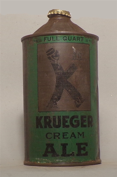 Krueger Cream Ale Quart Cone Top w/ Crown, Newark, NJ