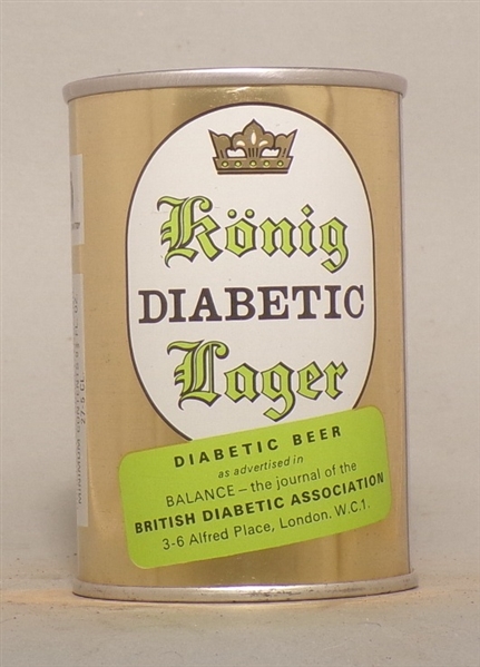 Konig Diabetic Lager 9 2/3 Ounce Tab Top, England