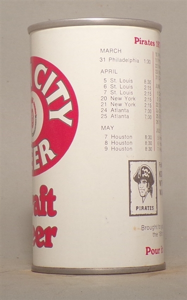 Iron City Tab Top, Pirates 1974 TV Schedule, Draft, Pittsburgh, PA