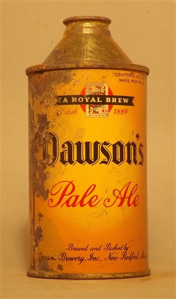 Dawson's Pale Ale Cone Top, New Bedford, MA