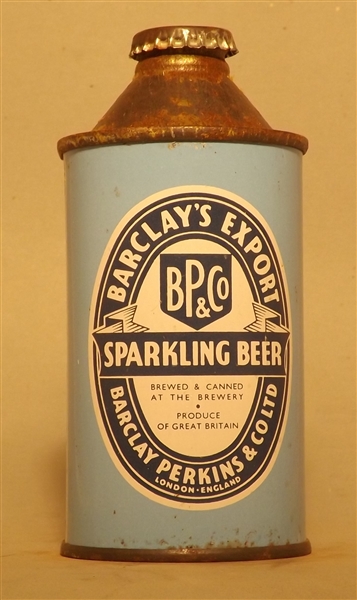 Barclay's Sparkling Beer Cone Top, England