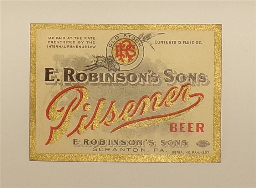 E. Robinson's Sons Label, Scranton, PA