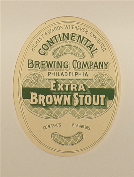 Continental Extra Brown Stout Label, Philadelphia, PA