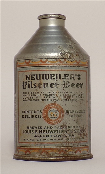 Neuweiler's Pilsener Beer Crowntainer, Allentown, PA