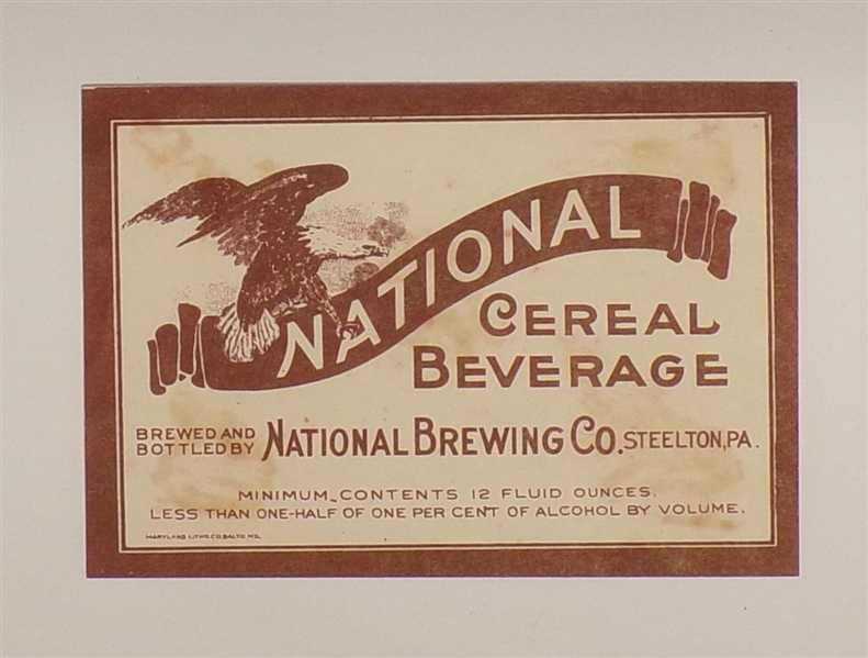 National Cereal Beverage Label, Steelton, PA