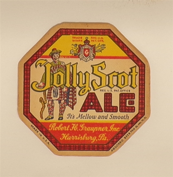Jolly Scot / Graupners 4 Beer Coaster, Harrisburg, PA