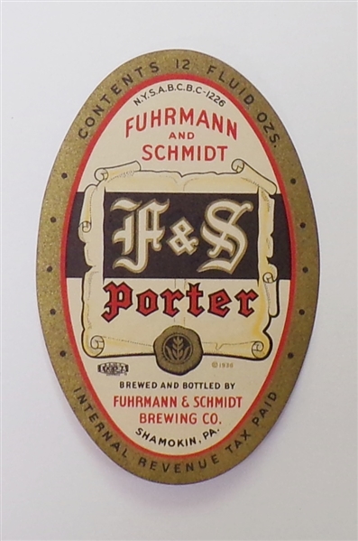 F&S Porter Label, Shamokin, PA