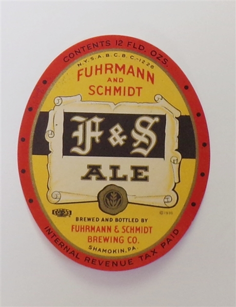 F&S Ale Label, Shamokin, PA