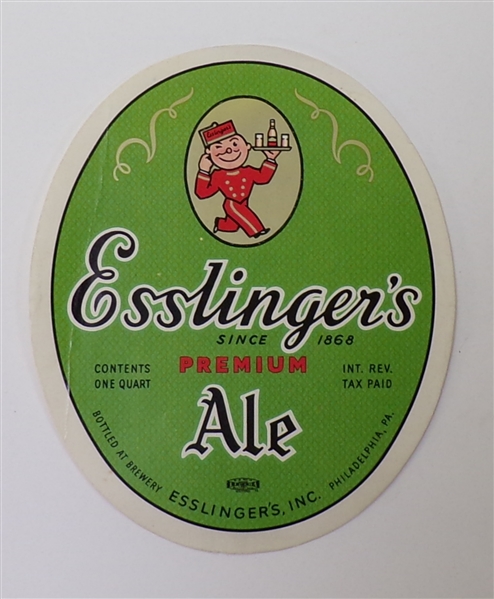 Esslinger's Ale Label, Philadelphia, PA