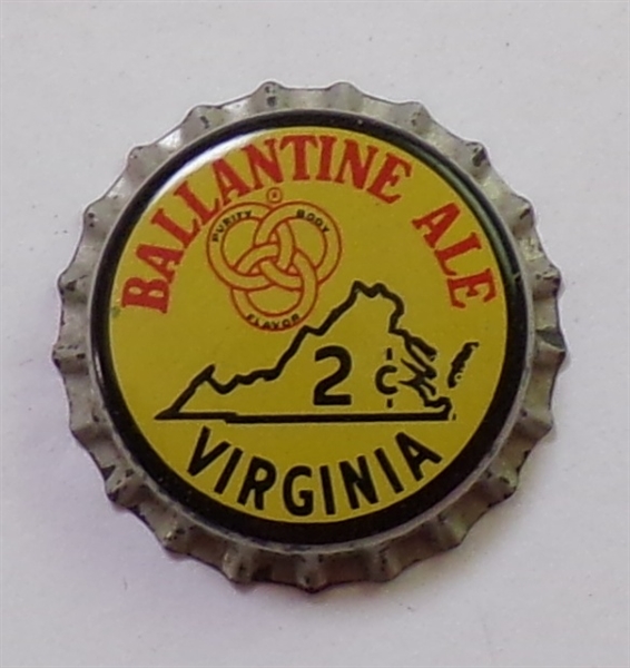 Ballantine Ale 2 cents Virginia #2 Cork-Backed Crown