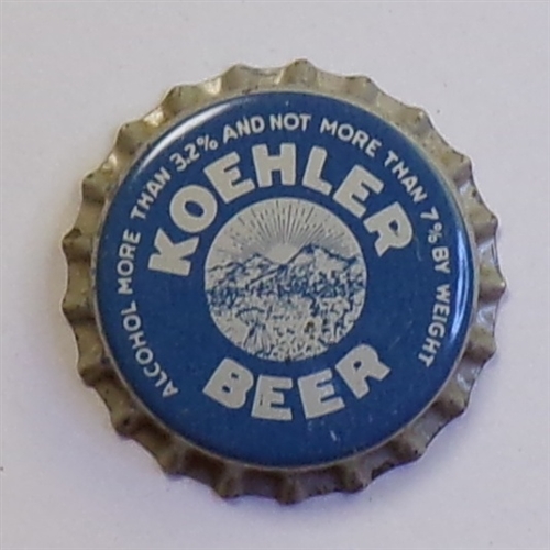 Koehlers Keystone Beer Cork-Backed Crown #10, Erie, PA