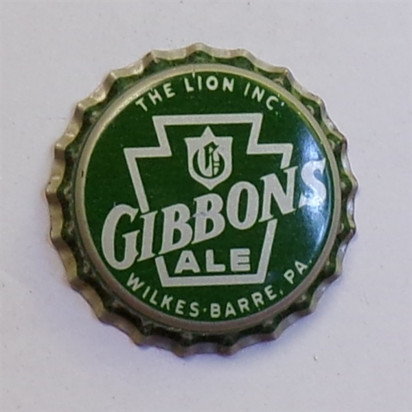 Gibbons Ale Cork-Backed Crown #3, Wilkes-Barre, PA