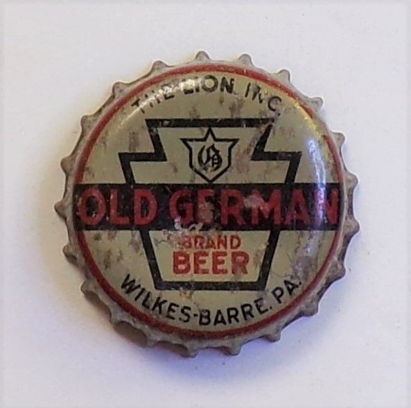 Old German Keystone Cork-Backed Crown, Wilkes-Barre, PA