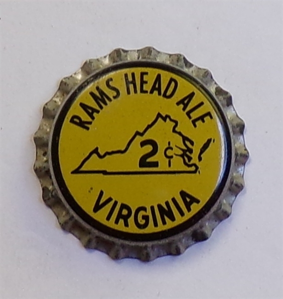Rams Head Ale 2 cents VA Cork-Backed Crown, Norristown, PA