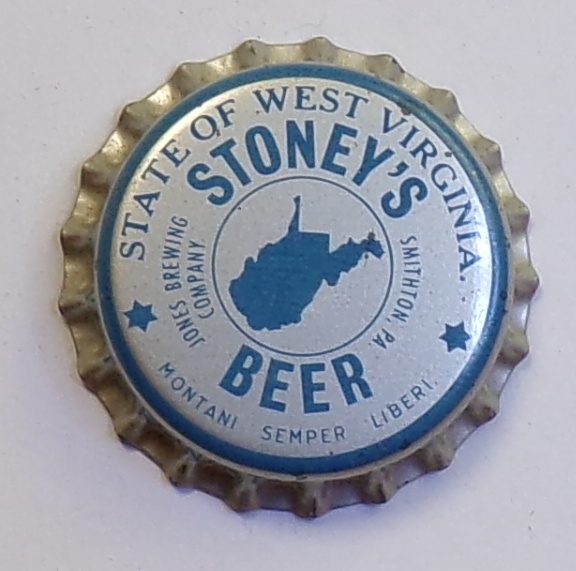 Stoney's Beer W. Virginia Cork-Backed Crown #6, Jones, Smithton, PA