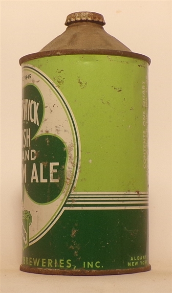 Beverwyck Irish Brand Cream Ale (Since 1845) Quart Cone Top, USBC 203-4