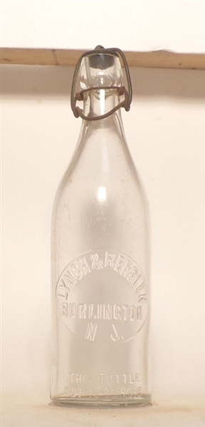Lynch & Berrien Embossed Blob Top Bottle, Burlington, NJ