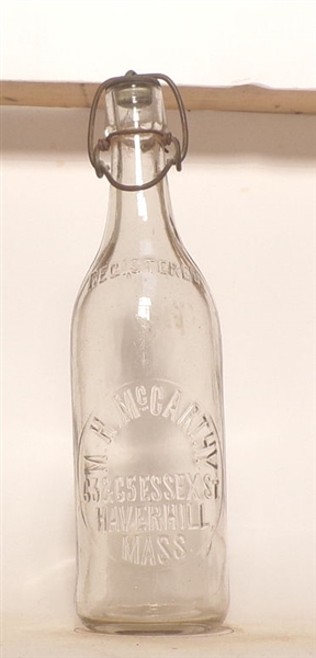 M.H. McCarthy Embossed Blob Top Bottle, Haverhill, MA