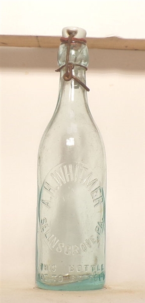 A.H. Whitmer Embossed Blob Top Bottle, Selinsgrove, PA