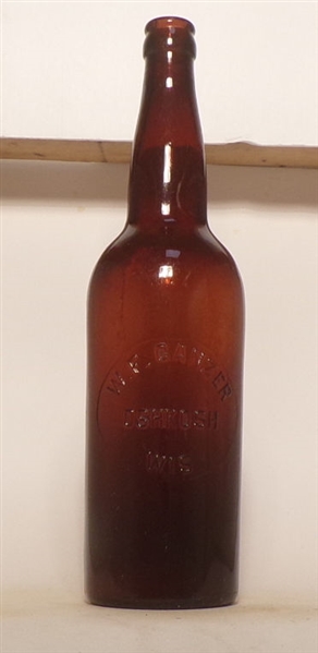 W.F. Ganzer Embossed Quart Bottle, Oshkosh, WI