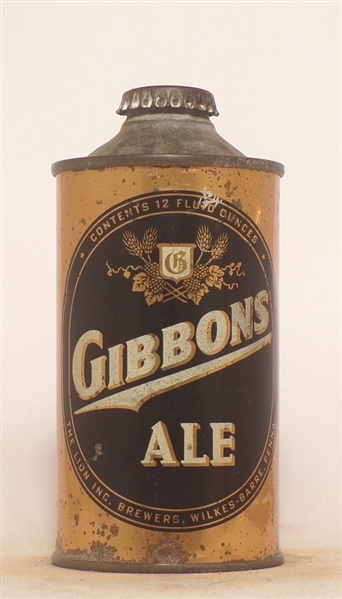 Gibbons Ale Low Profile Cone Top (long text variation)