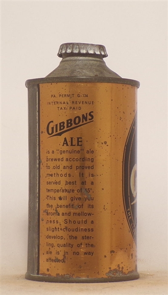 Gibbons Ale Low Profile Cone Top (long text variation)