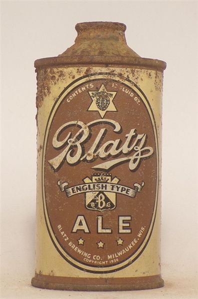 Blatz Ale low profile cone top #1