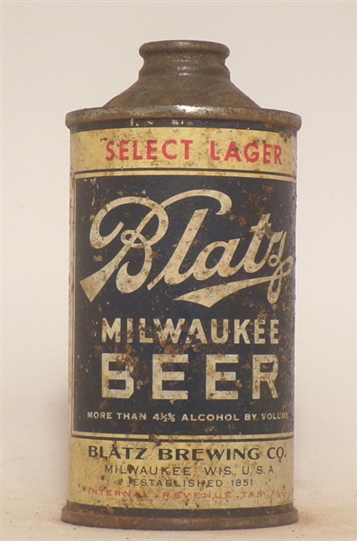 Blatz Beer low profile cone top #1